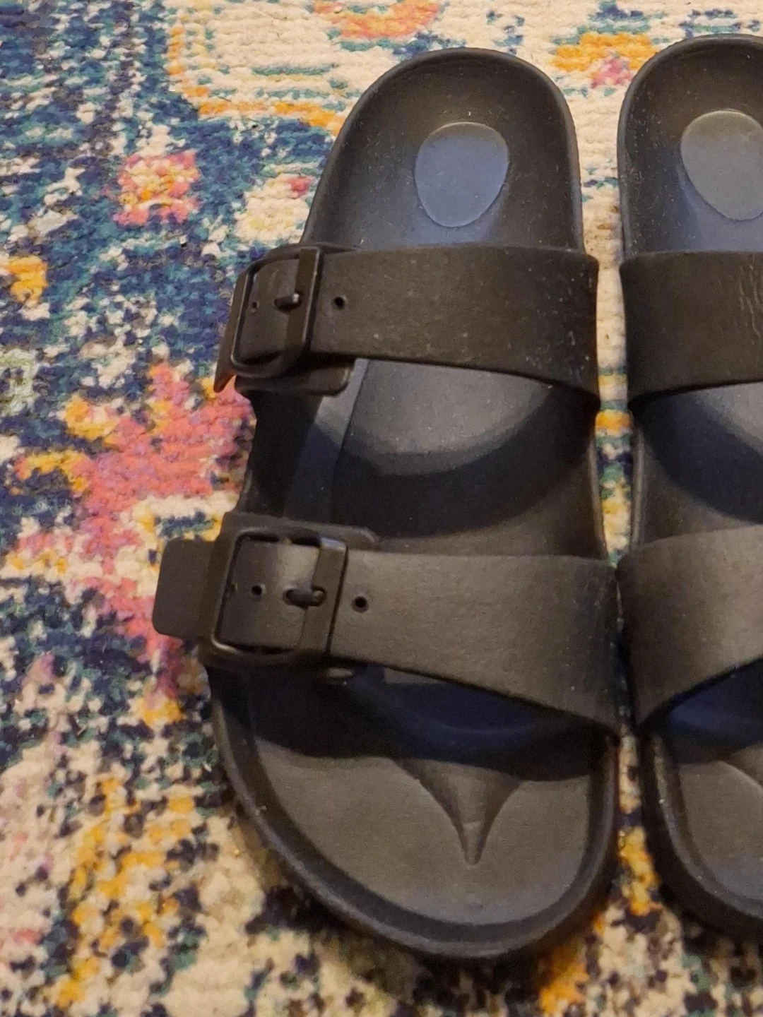 Size 10. Black Double-Strap Sandals