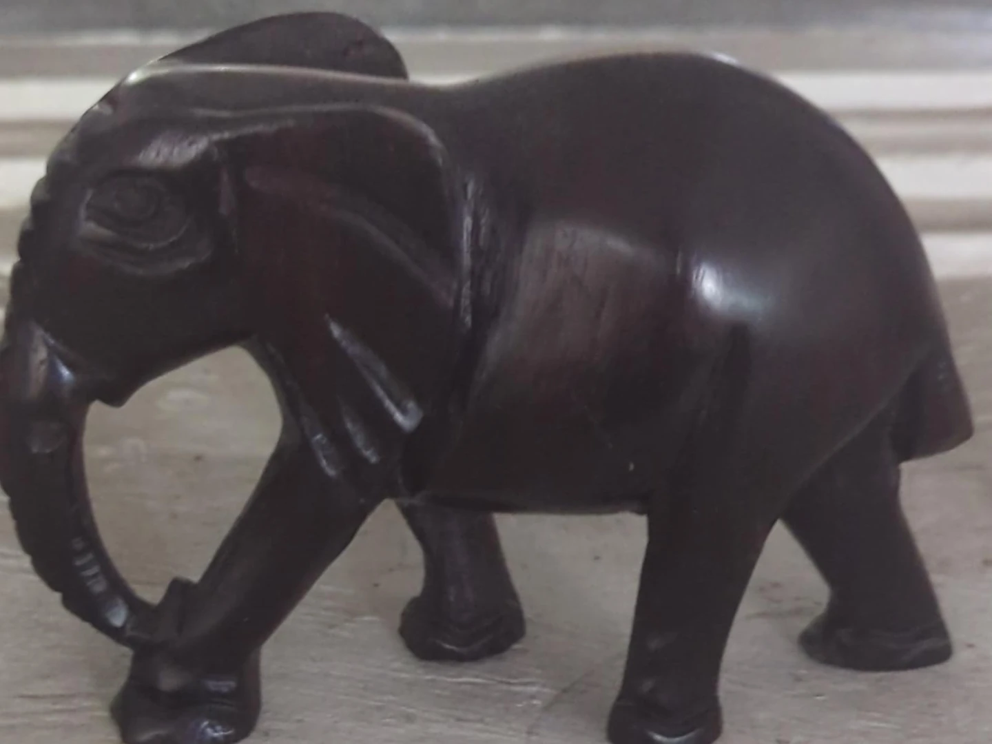 Dark Wood Carved Elephant Figurine