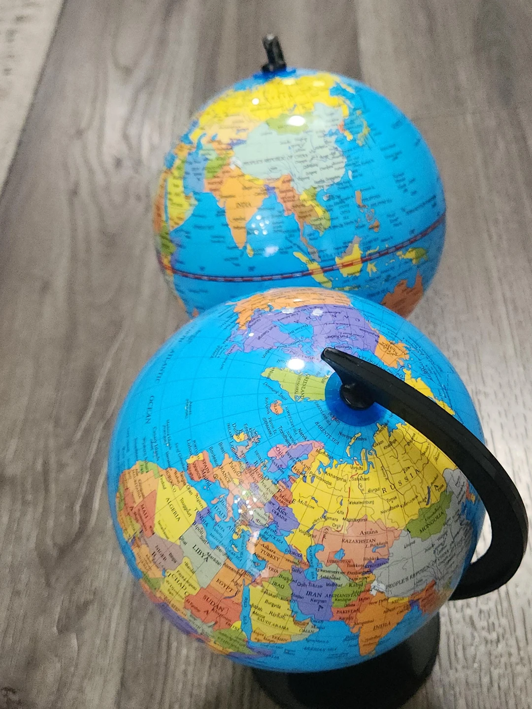 Two Small Educational Tabletop Globes