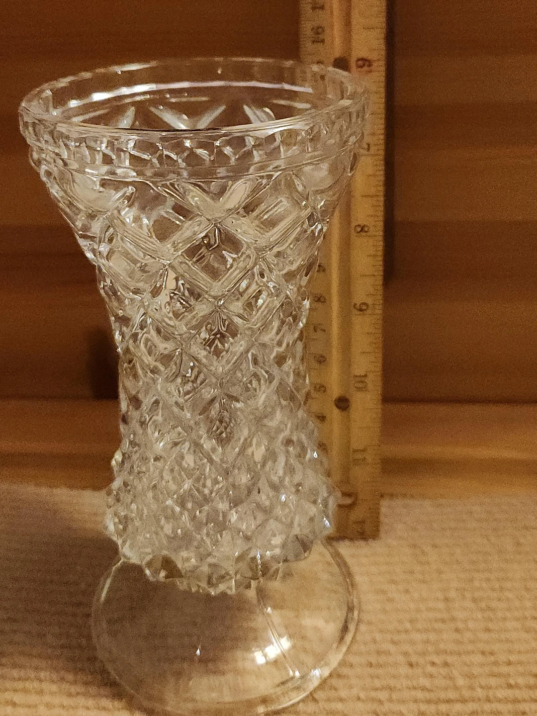 Vintage Clear Cut Glass Vase