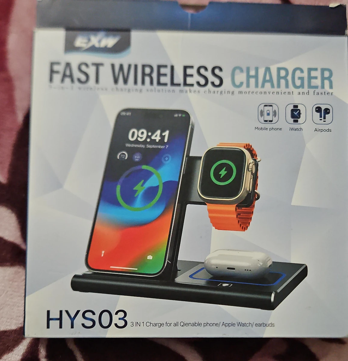 EXW HYS03 Fast Wireless Charger - 3 in 1 image indicator(3)